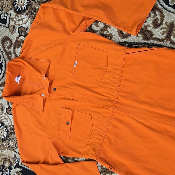 Vintage Orange Boiler Suit Hunting Jumpsuit Retro Utility Workwear Canvas Denim - Picture 3 of 16